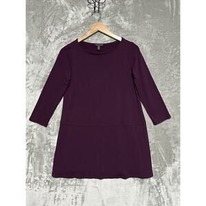 Eileen Fisher Viscose Jersey Tunic Top Womens XS Scoop Neck Stretch USA Made EUC